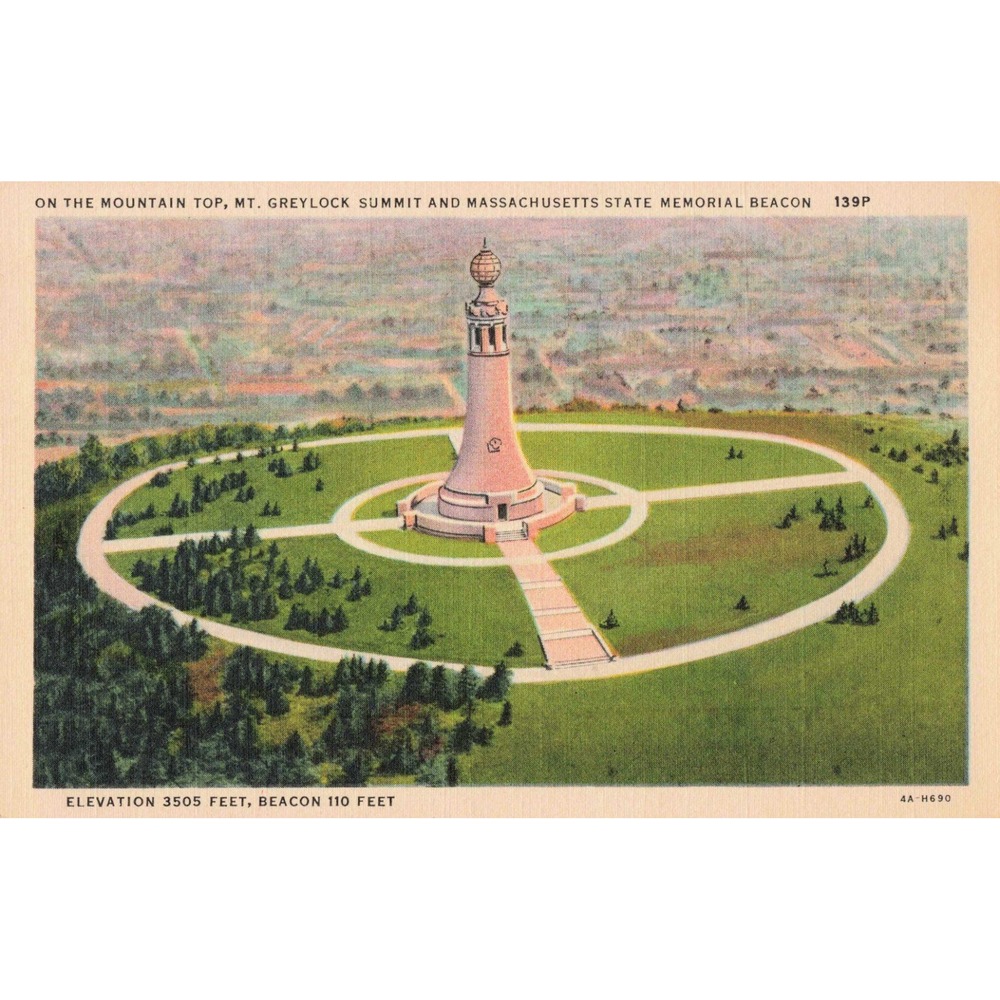 Vtg Mt Greylock Summit Massachusetts State Memorial Beacon Linen Postcard 139P - Picture 1 of 2